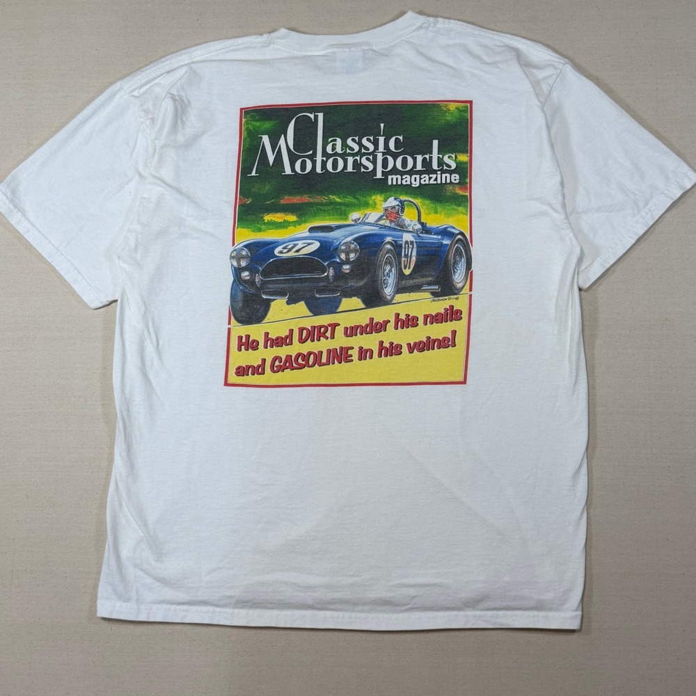 Classic Motorsports Magazine Shelby Cobra T-Shirt White XL Racing Graphic Tee